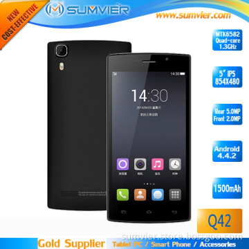 OEM Slim Mobile 3G 5.0" IPS 854X480 Mtk6582 Quad Core 1g RAM 4G ROM Android Phones (Q42)